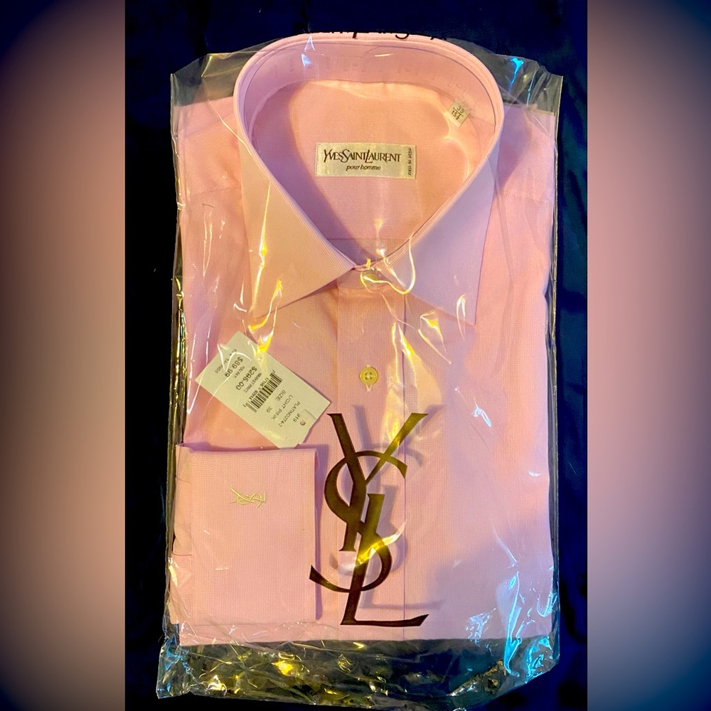 NWT men’s YSL long sleeve dress shirt pink